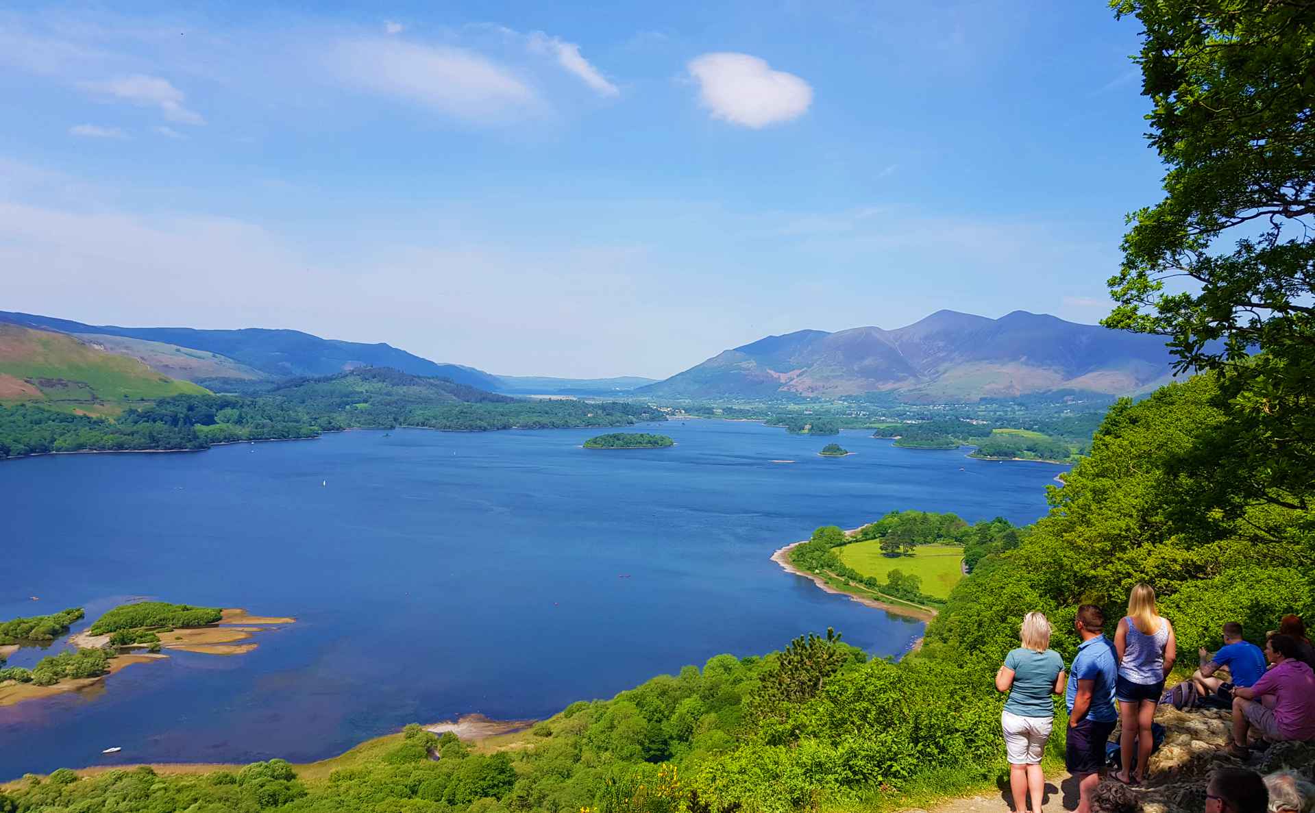 People on Lake District tours overlooking Derwentwater